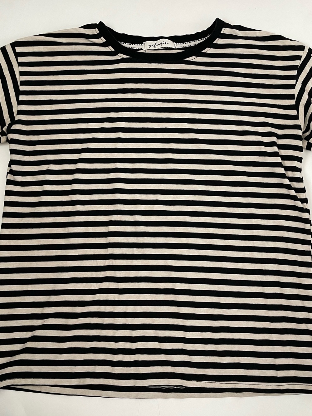 Striped Black and White Crewneck Woman’s Shirt